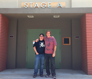 Picture Editor, Mark Livolsi,right and Disney Digital Studios Mixer, David Fluhr in front of historic Stage A where Saving Mr. Banks was mixed.